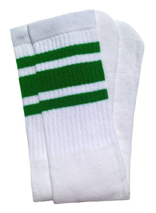 SKATERSOCKS جوارب تزلج بيضاء طويلة تصل إلى الركبة بطول 25 بوصة مع خطوط خضراء، طراز 3 - Image 1